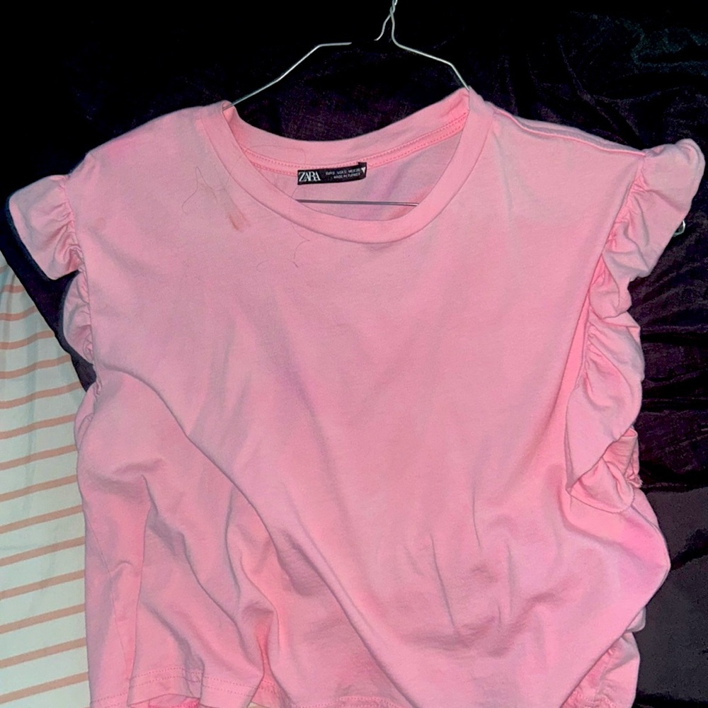 Zara pink ruffle top